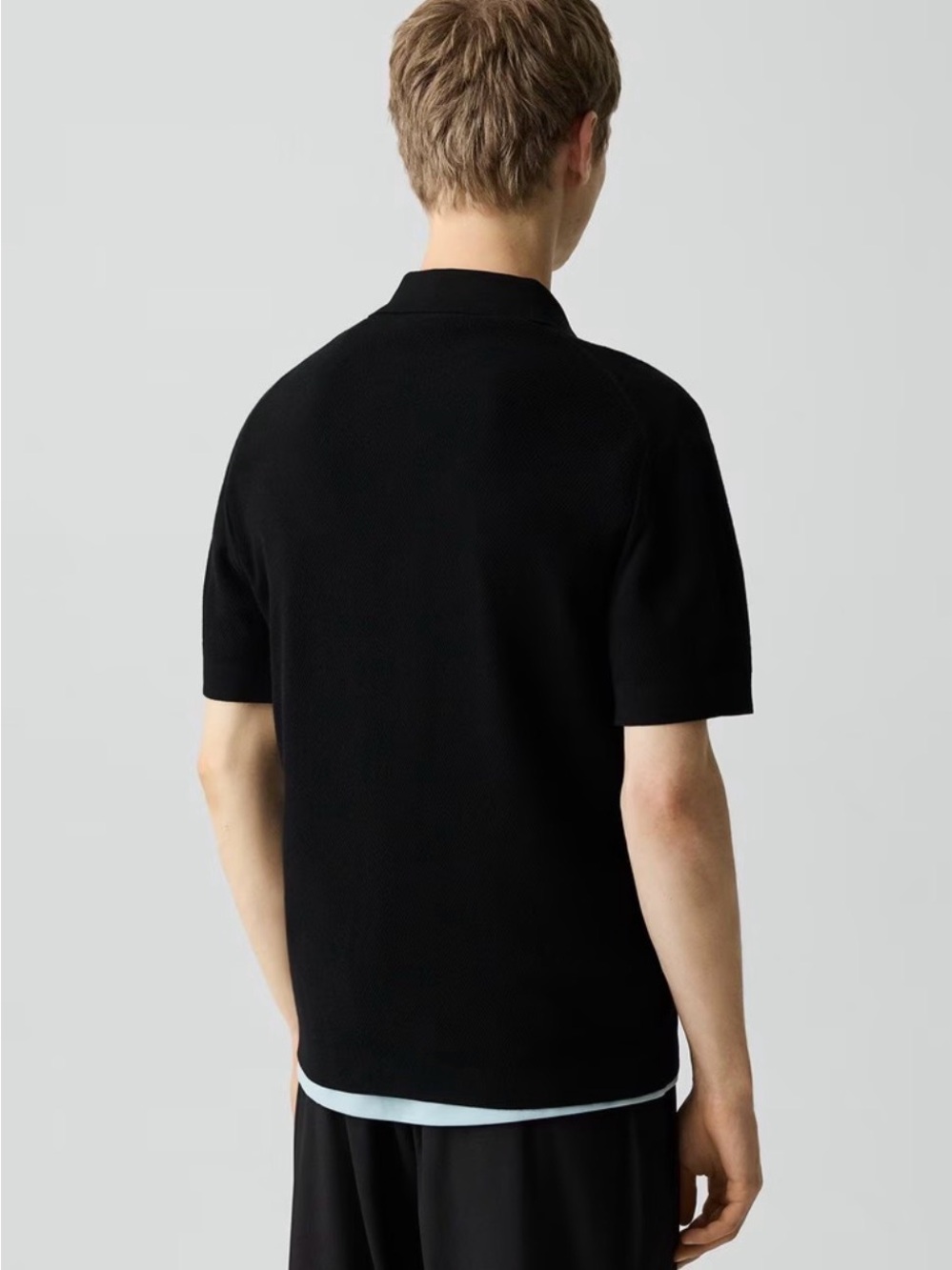 Theory Men's Black Short-Sleeve Polo Knit Shirt - Classic Casual - Picture 2 of 5